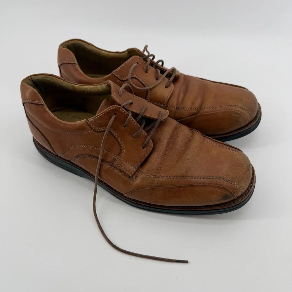 Johnston & Murphy Mens Brown Sheep‎ SkinLeather Oxford Dress Shoes Size 8 M